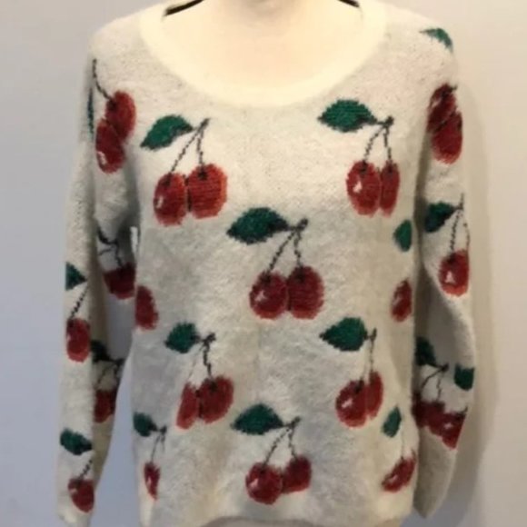 Shrinking violet sweater cherry white fluffy soft SZ XS - Picture 1 of 1